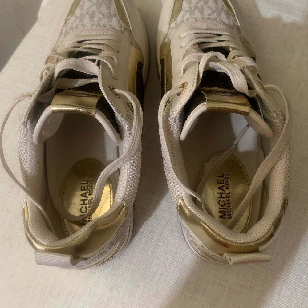 Michael Kors Women's Cream and Gold Sneakers - Picture 5 of 8